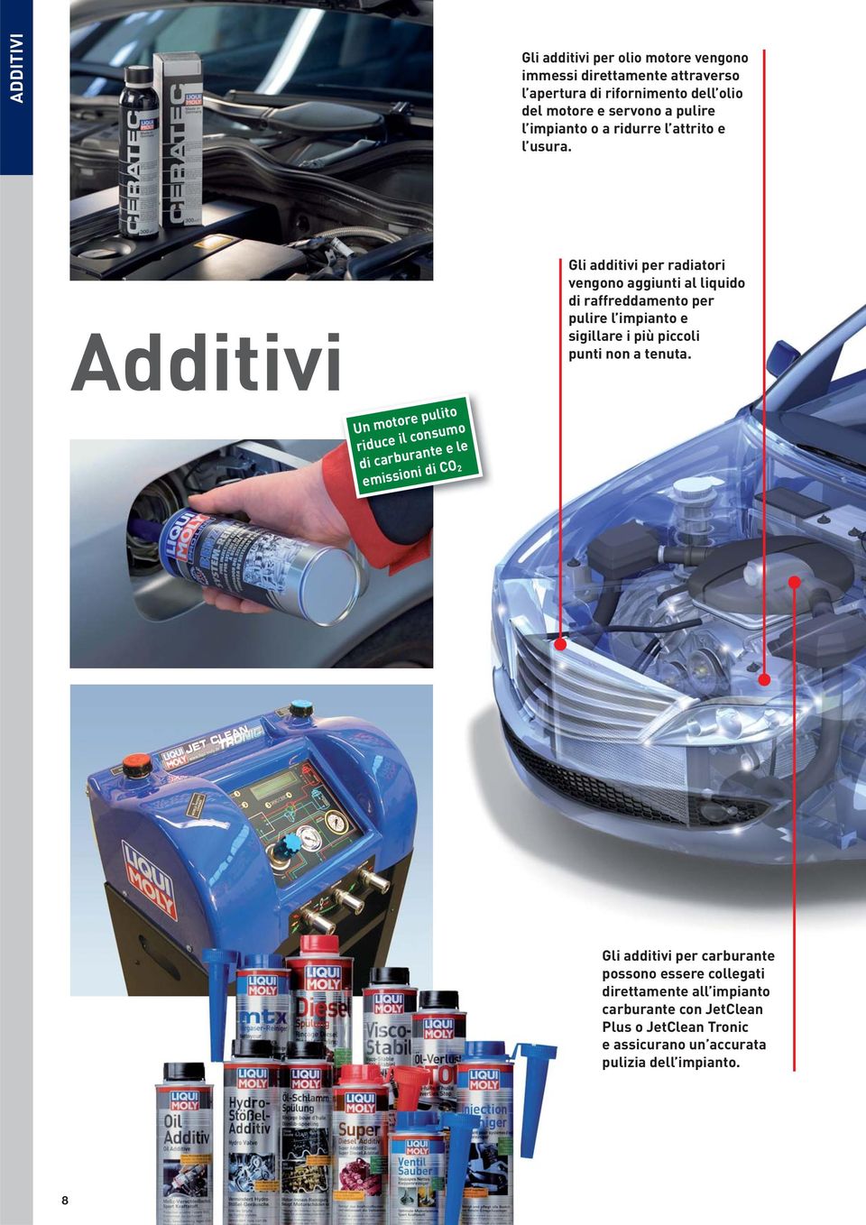 Additivi Gli additivi per radiatori vengono aggiunti al liquido di raffreddamento per pulire l impianto e sigillare i più piccoli punti non a