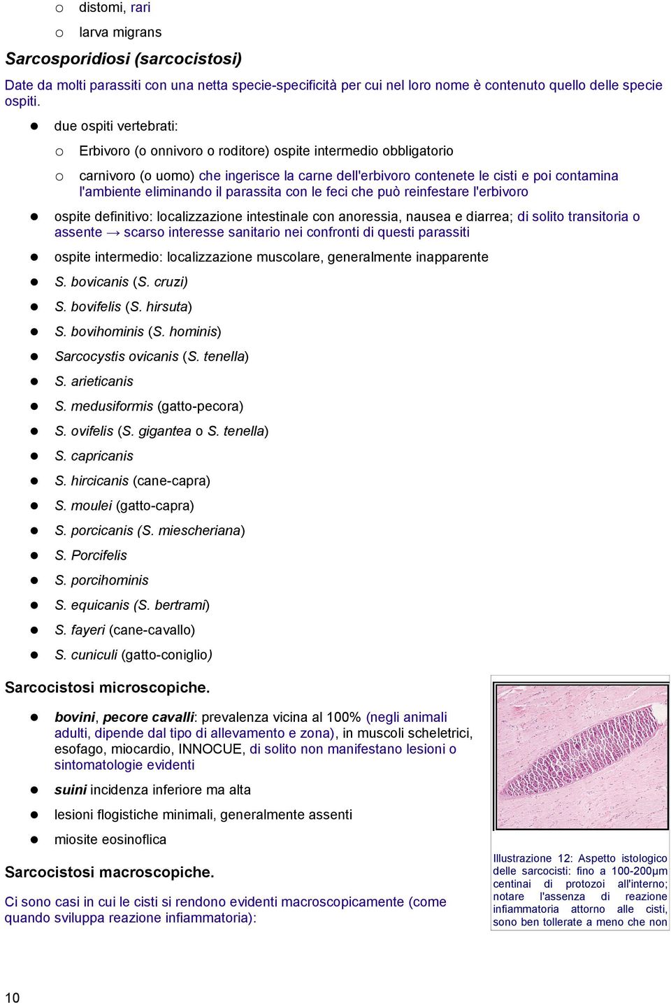 il parassita con le feci che può reinfestare l'erbivoro ospite definitivo: localizzazione intestinale con anoressia, nausea e diarrea; di solito transitoria o assente scarso interesse sanitario nei