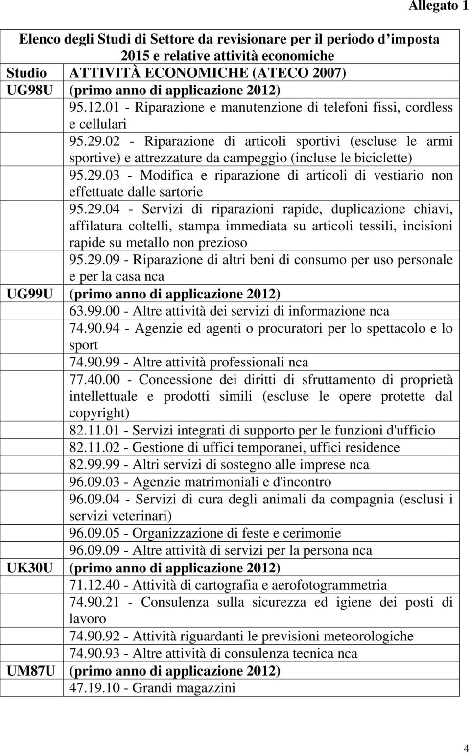 02 - Riparazione di articoli sportivi (escluse le armi sportive) e attrezzature da campeggio (incluse le biciclette) 95.29.