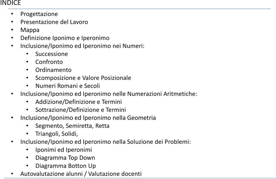 Addizione/Definizione e Termini Sottrazione/Definizione e Termini Inclusione/Iponimo ed Iperonimo nella Geometria Segmento, Semiretta, Retta Triangoli,