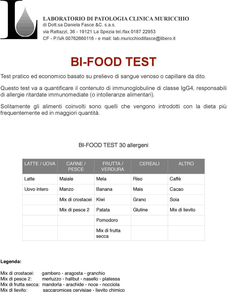 Questo test va a quantificare il contenuto di immunoglobuline di classe IgG4, responsabili di allergie ritardate immunomediate (o intolleranze alimentari).