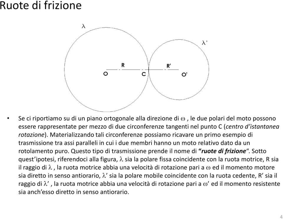 Questo tipo di trasmissione prende il nome di ruote di frizione.