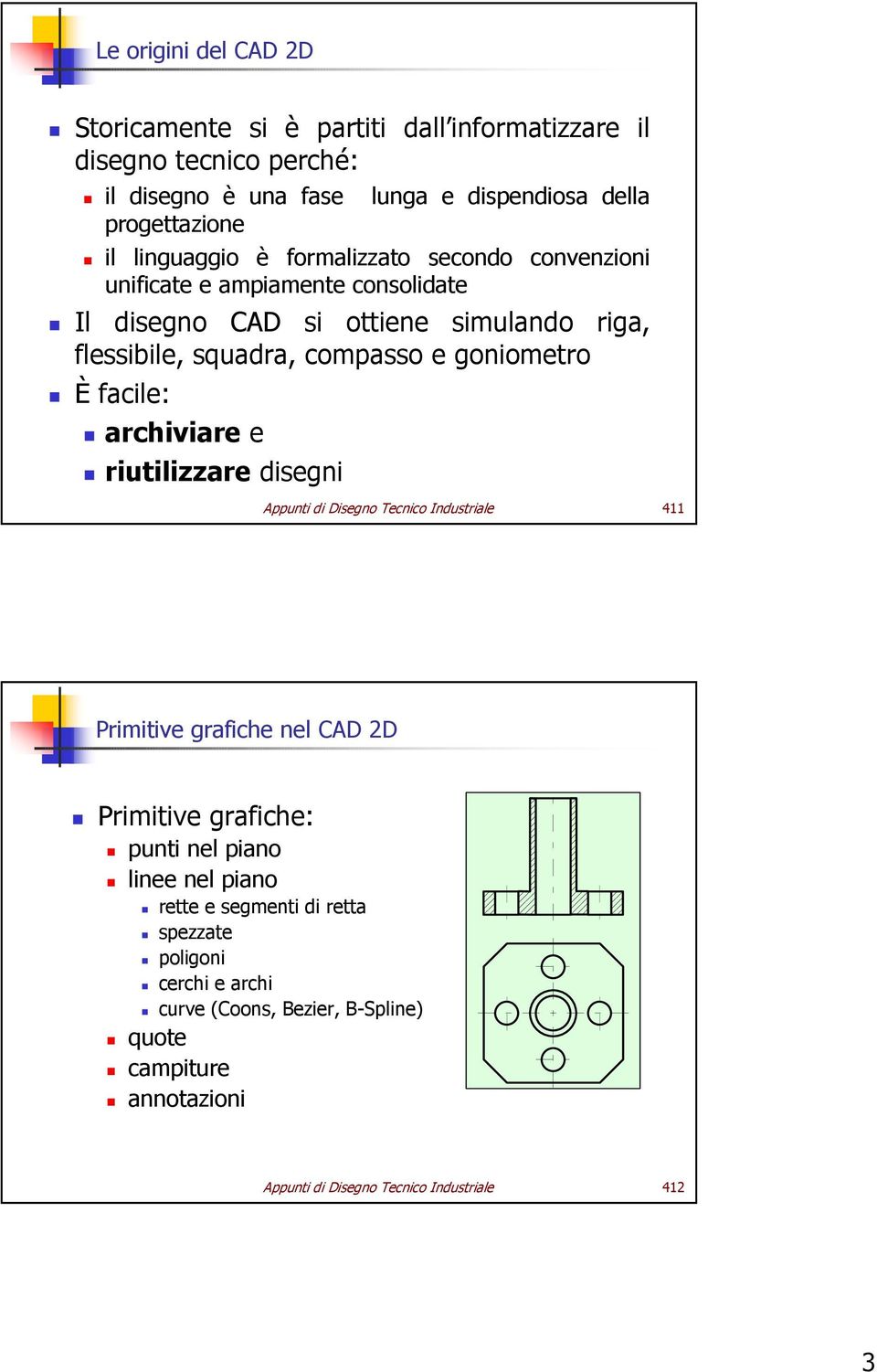 goniometro È facile: archiviare e riutilizzare disegni Appunti di Disegno Tecnico Industriale 411 Primitive grafiche nel CAD 2D Primitive grafiche: punti nel piano