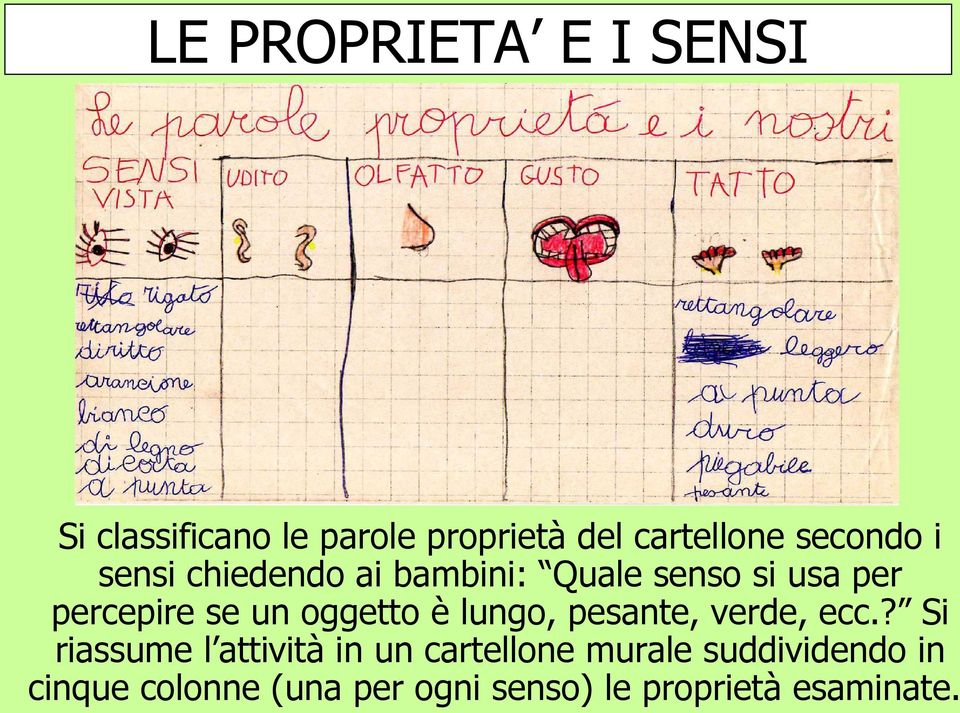 oggetto è lungo, pesante, verde, ecc.