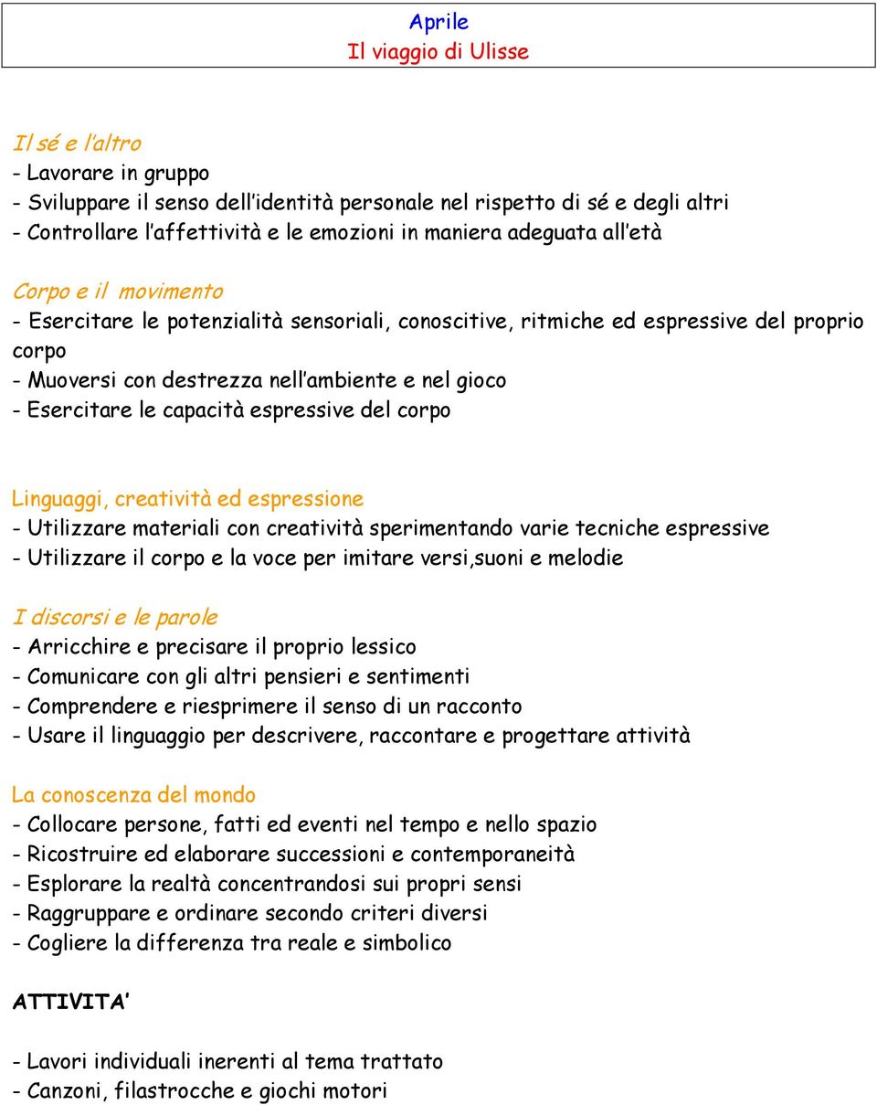 con creatività sperimentando varie tecniche espressive - Utilizzare il corpo e la voce per imitare versi,suoni e melodie - Arricchire e precisare il proprio lessico - Comunicare con gli altri