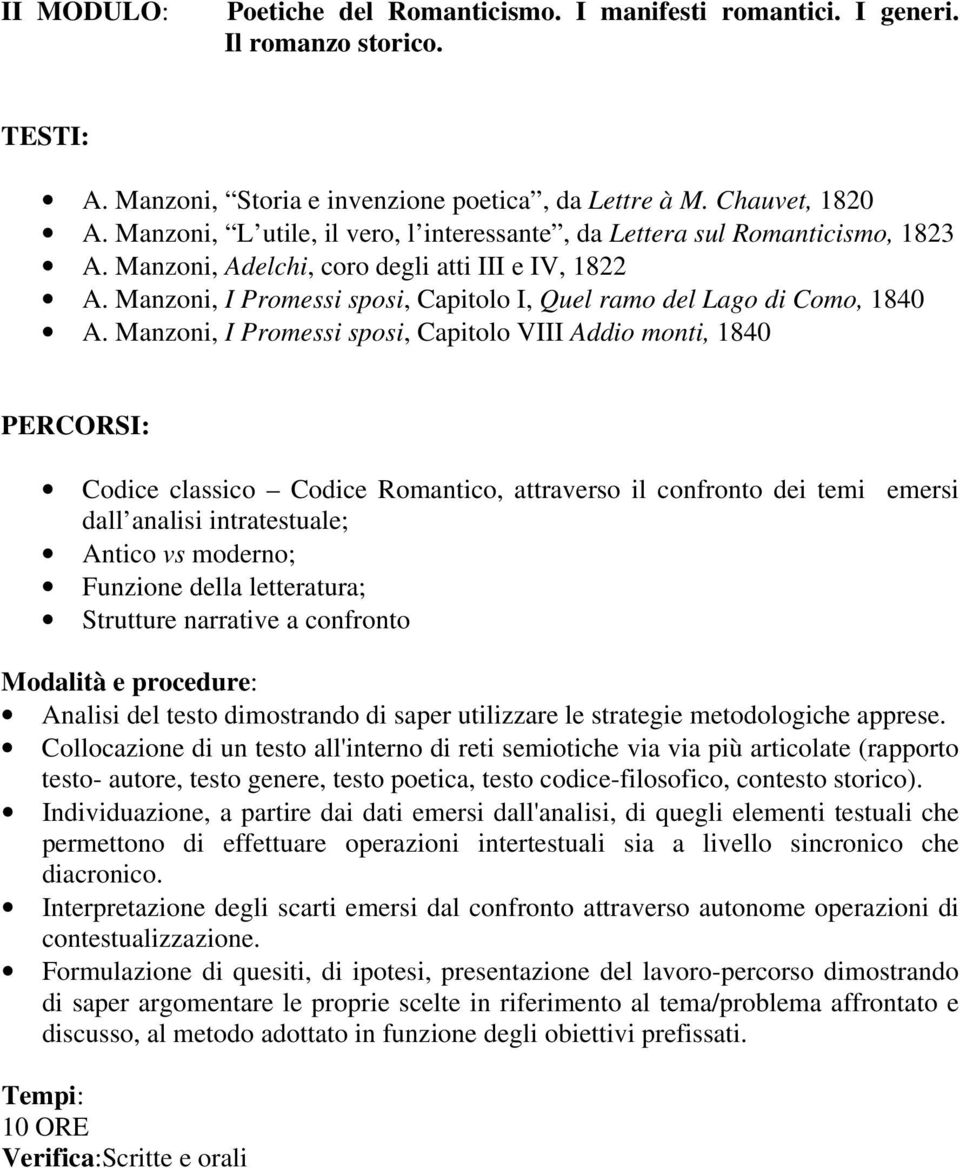 Manzoni, I Promessi sposi, Capitolo I, Quel ramo del Lago di Como, 1840 A.