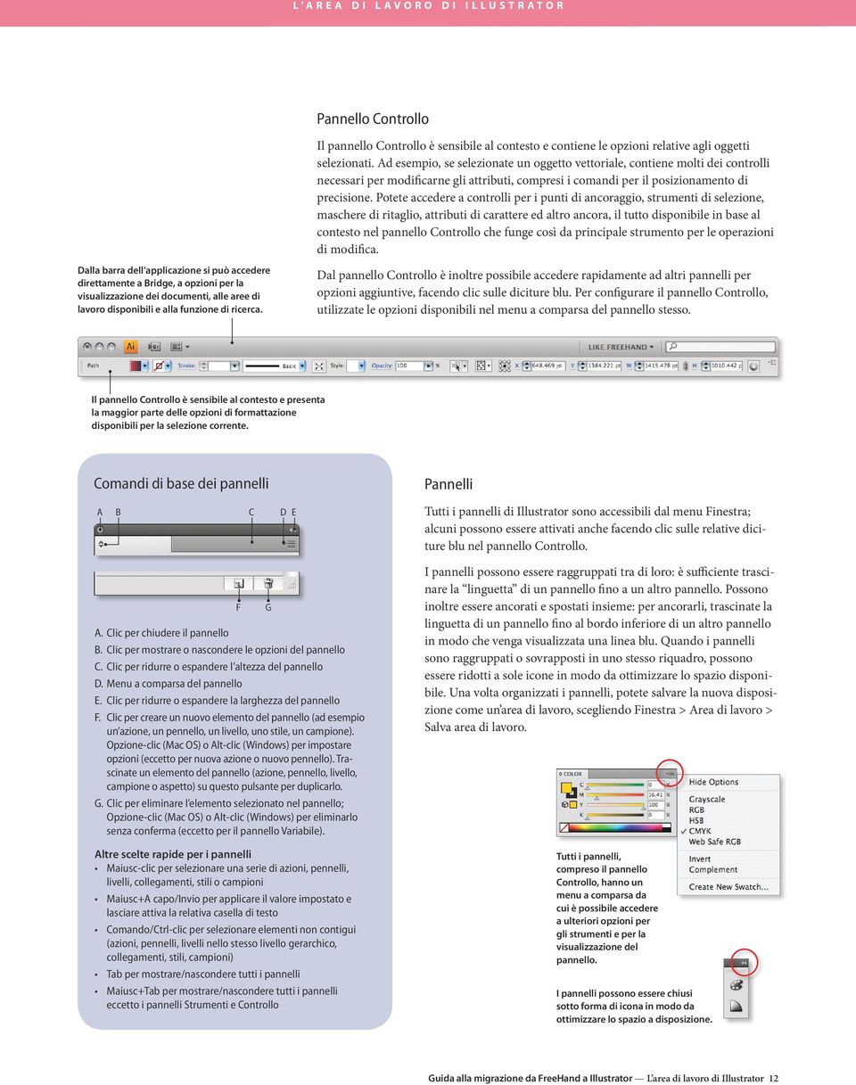 Potete accedere a controlli per i punti di ancoraggio, strumenti di selezione, maschere di ritaglio, attributi di carattere ed altro ancora, il tutto disponibile in base al contesto nel pannello