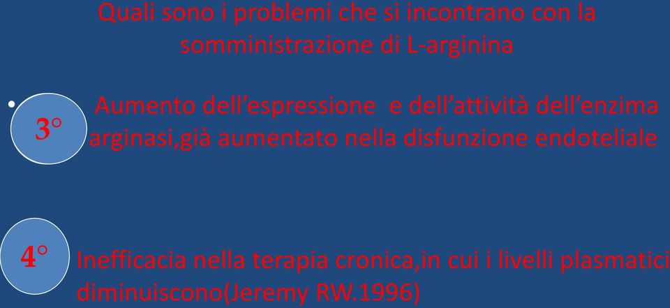 arginasi,già aumentato nella disfunzione endoteliale 4 Inefficacia