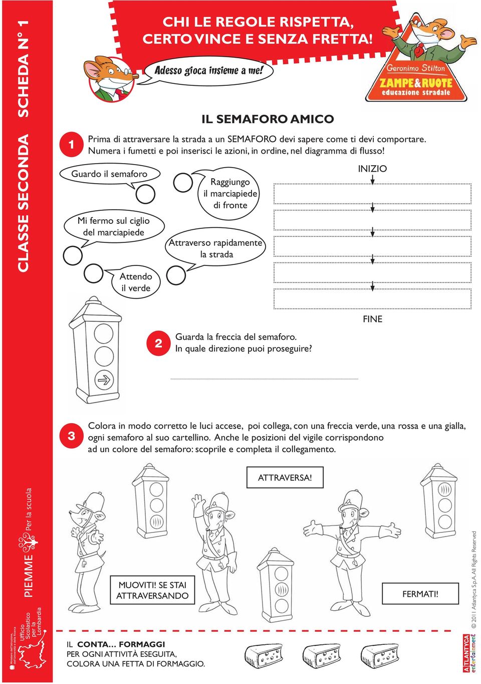 Guardo il semaforo Mi fermo sul ciglio del marciapiede Attendo il verde Raggiungo il marciapiede di fronte Attraverso rapidamente la strada INIZIO FINE Guarda la freccia del semaforo.