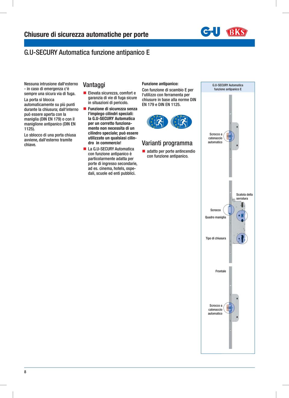 Lo sblocco di una porta chiusa avviene, dall esterno tramite chiave. Vantaggi Elevata sicurezza, comfort e garanzia di vie di fuga sicure in situazioni di pericolo.