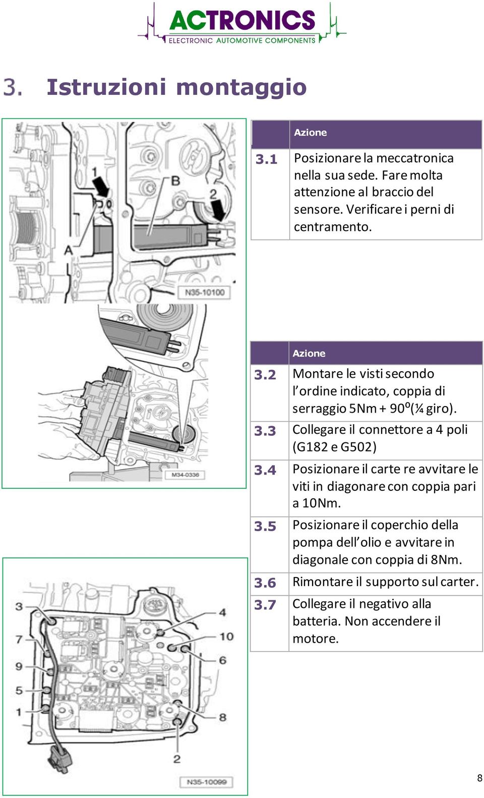 4 Posizionare il carte re avvitare le viti in diagonare con coppia pari a 10Nm. 3.