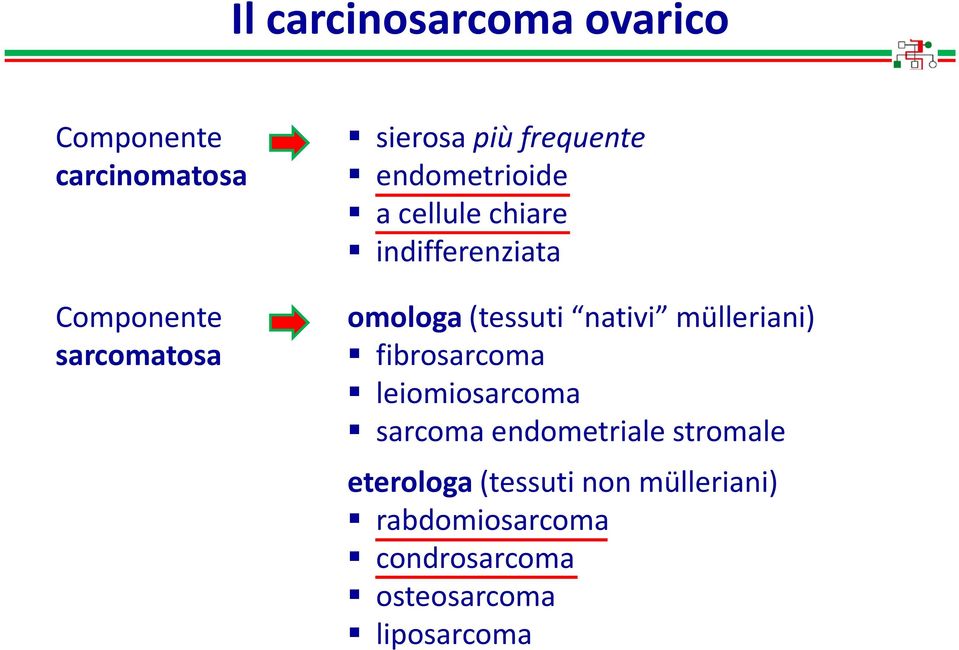 omologa(tessuti nativi mülleriani) fibrosarcoma leiomiosarcoma sarcoma