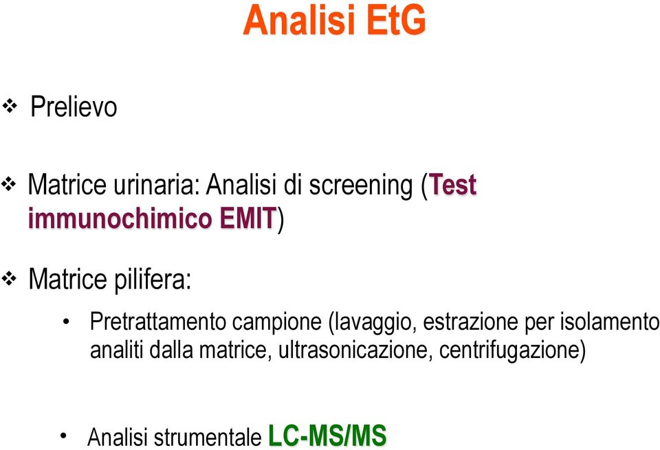 campione (lavaggio, estrazione per isolamento analiti dalla