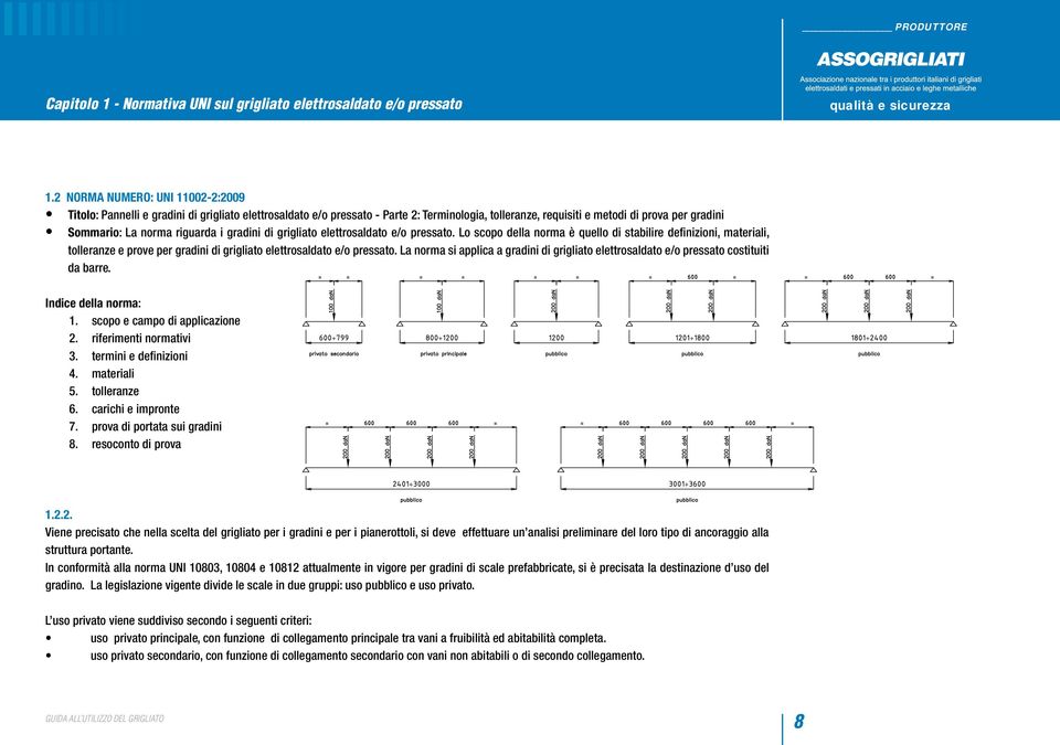 riguarda i gradini di grigliato elettrosaldato e/o pressato. Lo scopo della norma è quello di stabilire definizioni, materiali, tolleranze e prove per gradini di grigliato elettrosaldato e/o pressato.