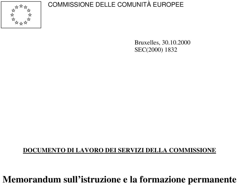 2000 SEC(2000) 1832 DOCUMENTO DI LAVORO DEI