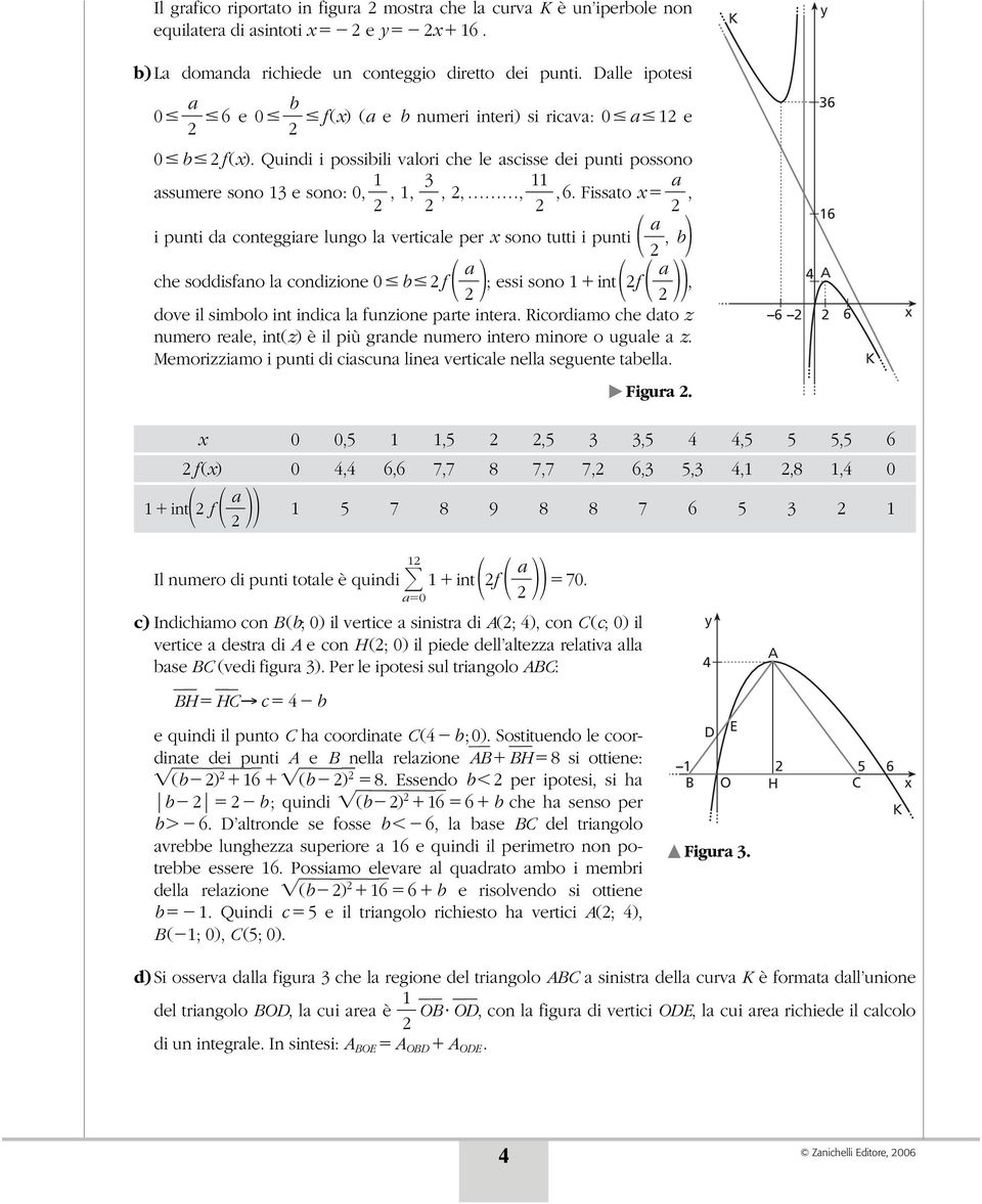 Fissato, i punti da conteggiare lungo la verticale per sono tutti i punti a, b K y 6 16 che soddisfano la condizione b f a ; essi sono 1 int f a, A dove il simbolo int indica la funzione parte intera.