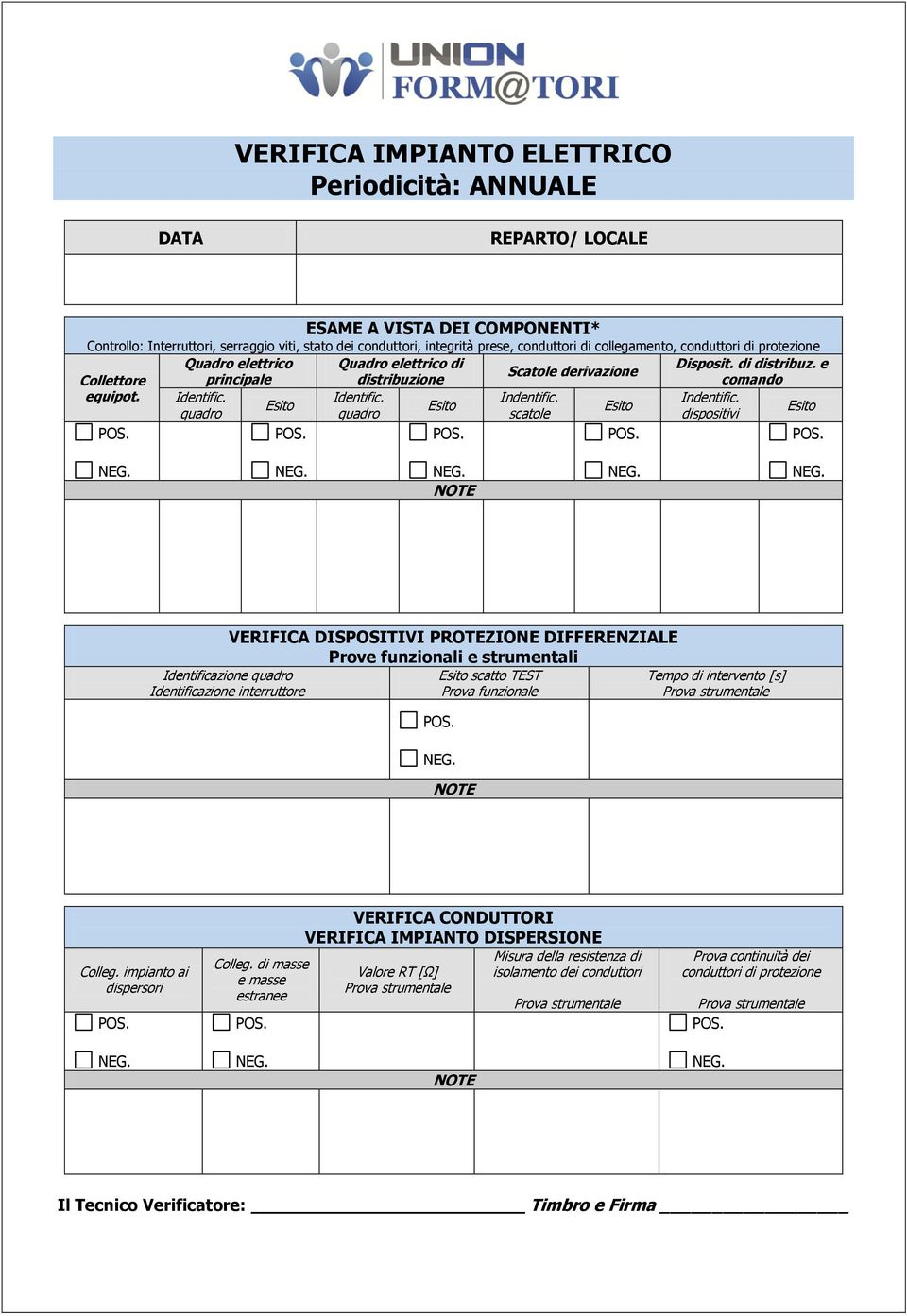 scatole dispositivi VERIFICA DISPOSITIVI PROTEZIONE DIFFERENZIALE Prove funzionali e strumentali scatto TEST Prova funzionale Identificazione Identificazione interruttore Tempo di