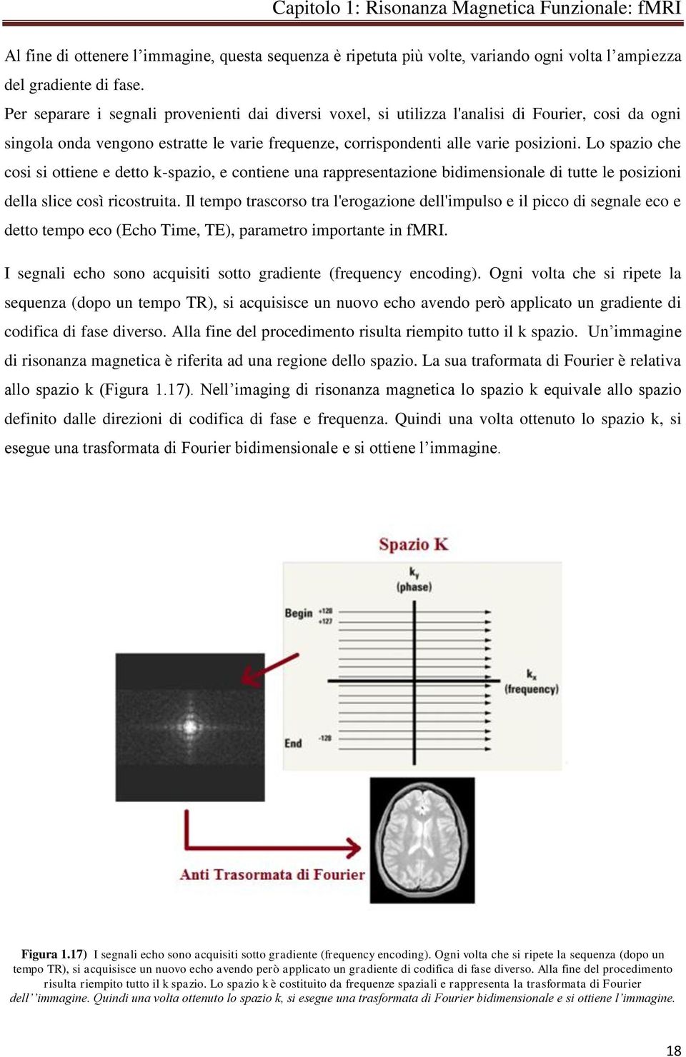 Lo spazio che cosi si ottiene e detto k-spazio, e contiene una rappresentazione bidimensionale di tutte le posizioni della slice così ricostruita.