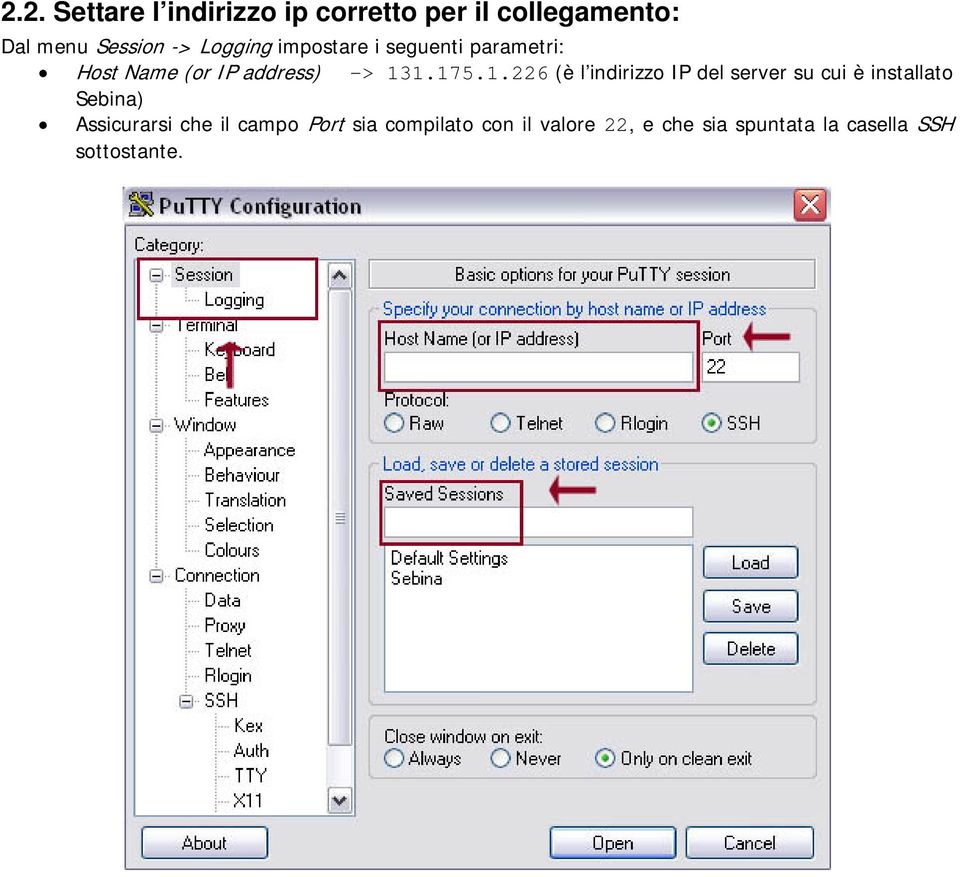 1.175.1.226 (è l indirizzo IP del server su cui è installato Sebina) Assicurarsi