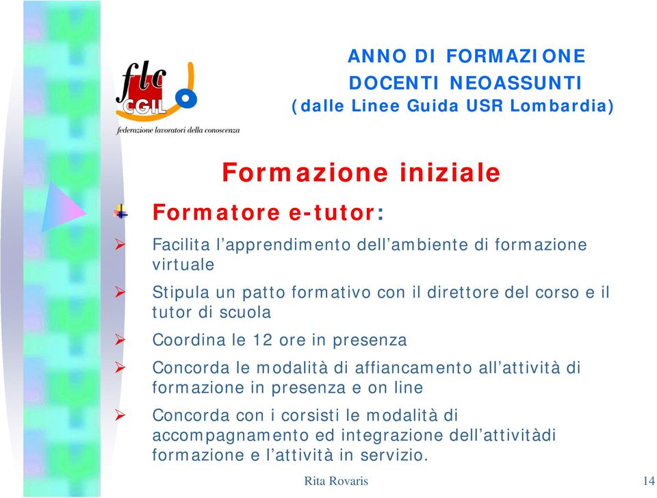 le modalità di affiancamento all attività di formazione in presenza e on line Concorda con i corsisti le