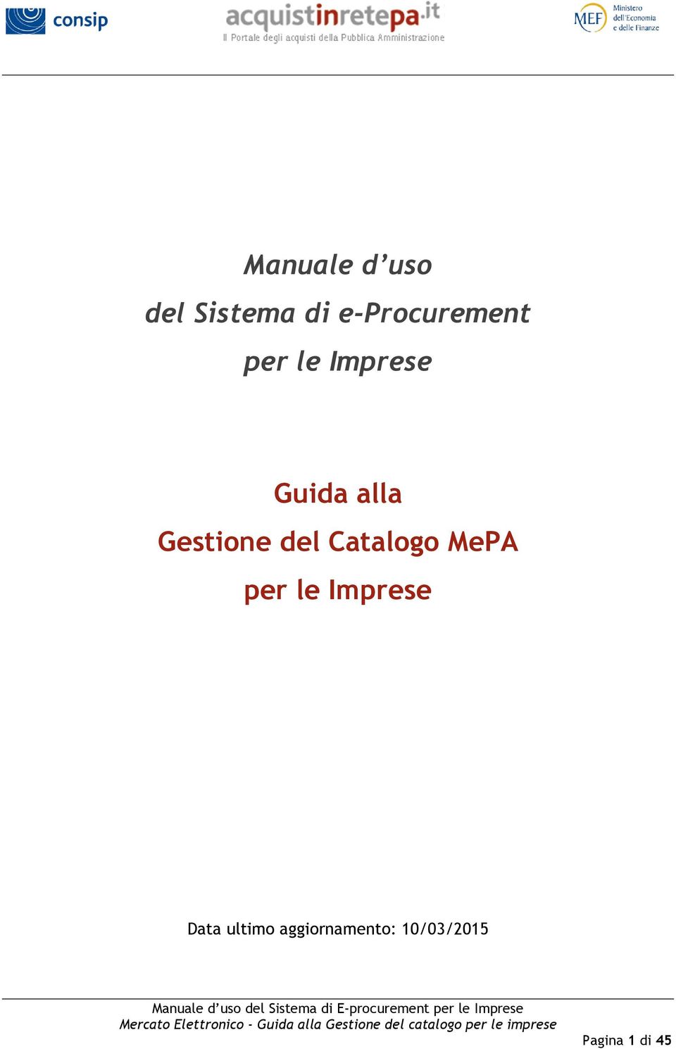 Gestione del Catalogo MePA per le