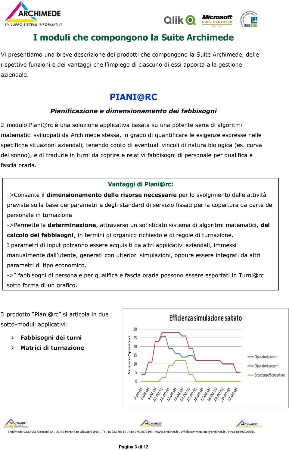 PIANI@RC Pianificazione e dimensionamento dei fabbisogni Il modulo Piani@rc è una soluzione applicativa basata su una potente serie di algoritmi matematici sviluppati da Archimede stessa, in grado di