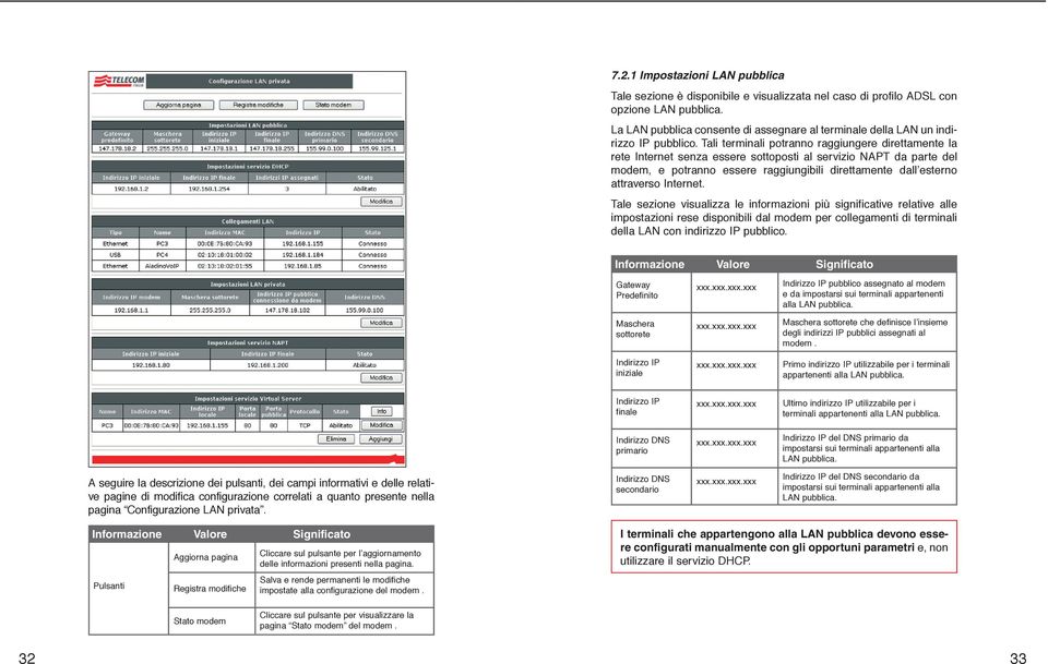 Tali terminali potranno raggiungere direttamente la rete Internet senza essere sottoposti al servizio NAPT da parte del modem, e potranno essere raggiungibili direttamente dall esterno attraverso