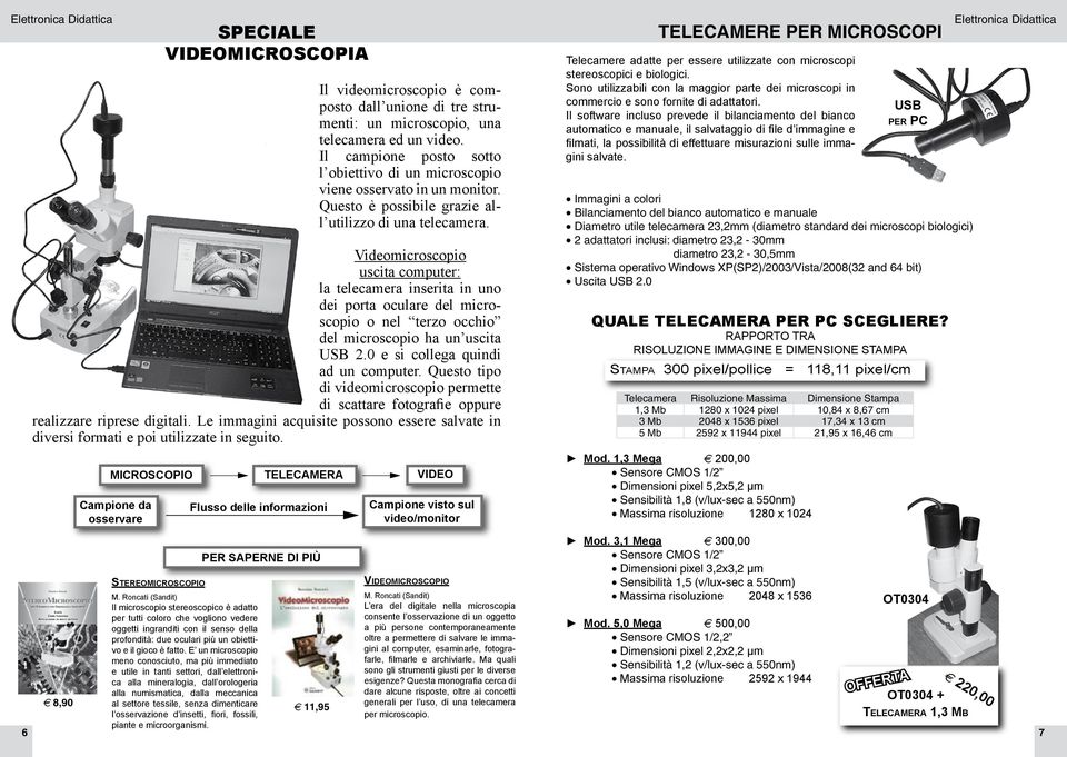 Videomicroscopio uscita computer: la telecamera inserita in uno dei porta oculare del microscopio o nel terzo occhio del microscopio ha un uscita USB 2.0 e si collega quindi ad un computer.