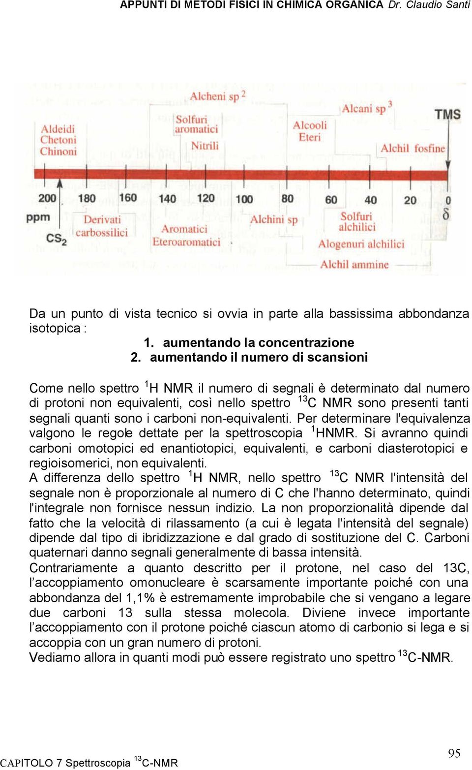 sono i carboni non-equivalenti. Per determinare l'equivalenza valgono le regole dettate per la spettroscopia 1 NMR.