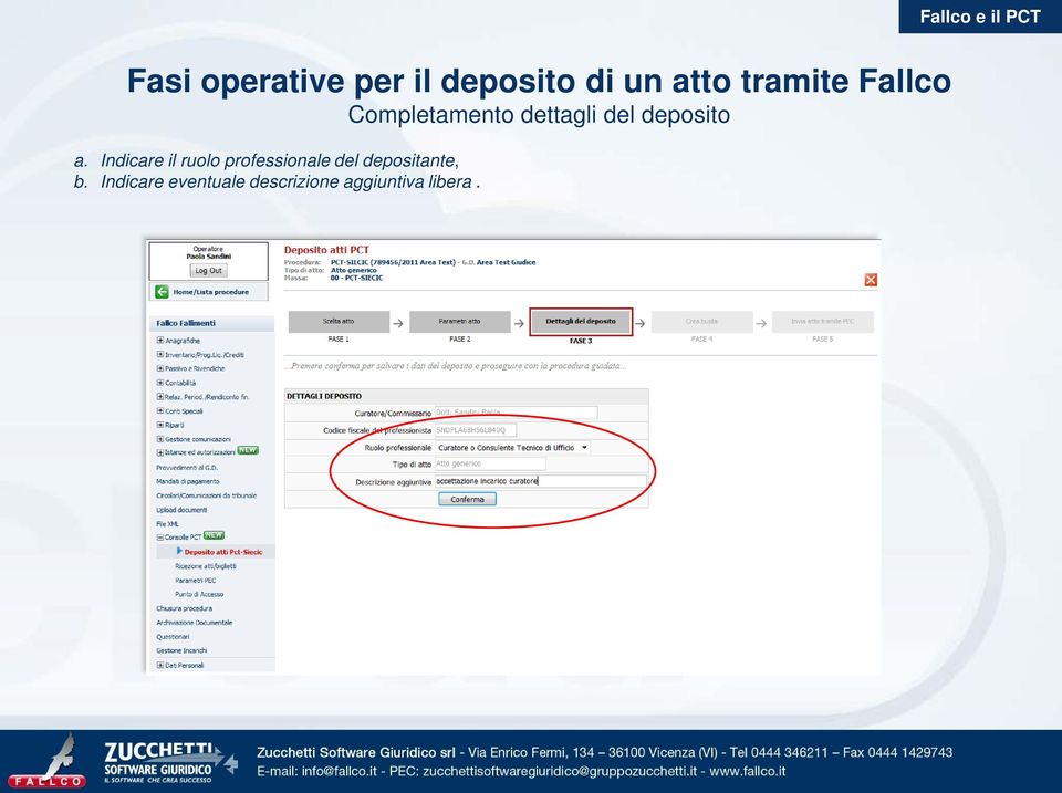 Indicare il ruolo professionale del depositante,