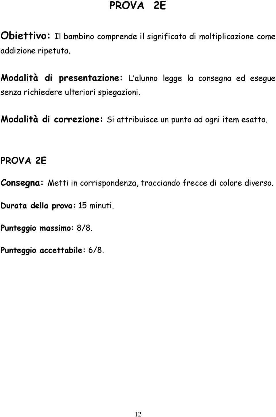 Modalità di correzione: Si attribuisce un punto ad ogni item esatto.