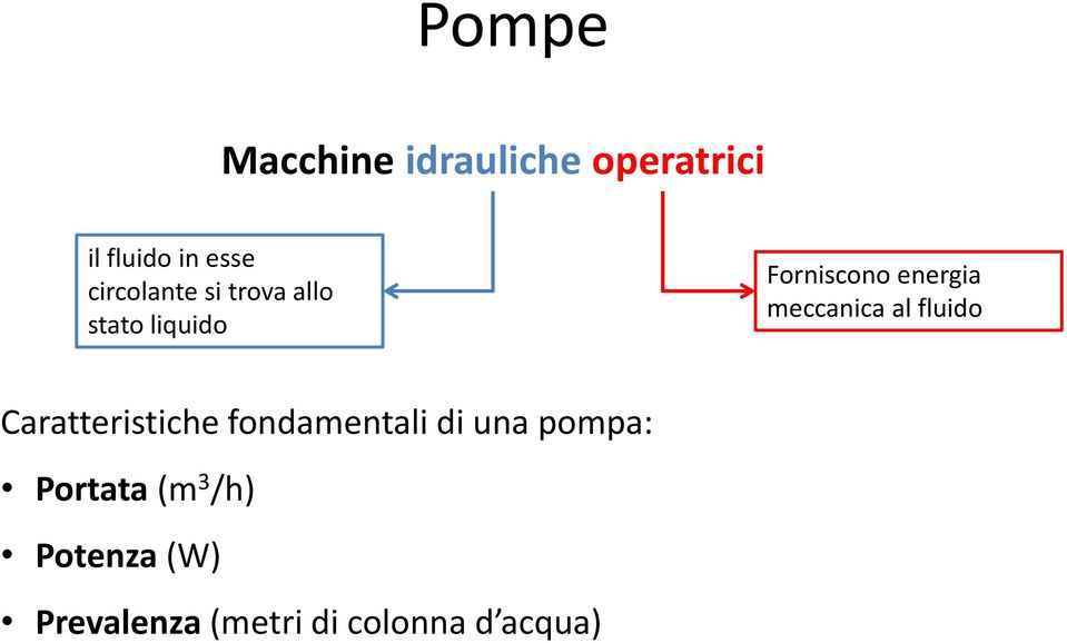 meccanica al fluido Caratteristiche fondamentali di una