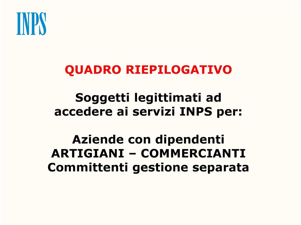 INPS per: Aziende con dipendenti