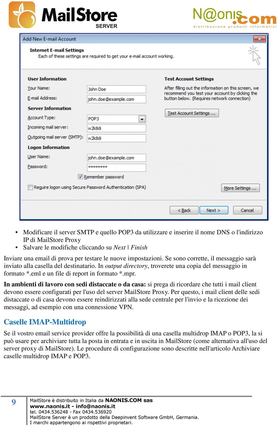 eml e un file di report in formato *.mpr.