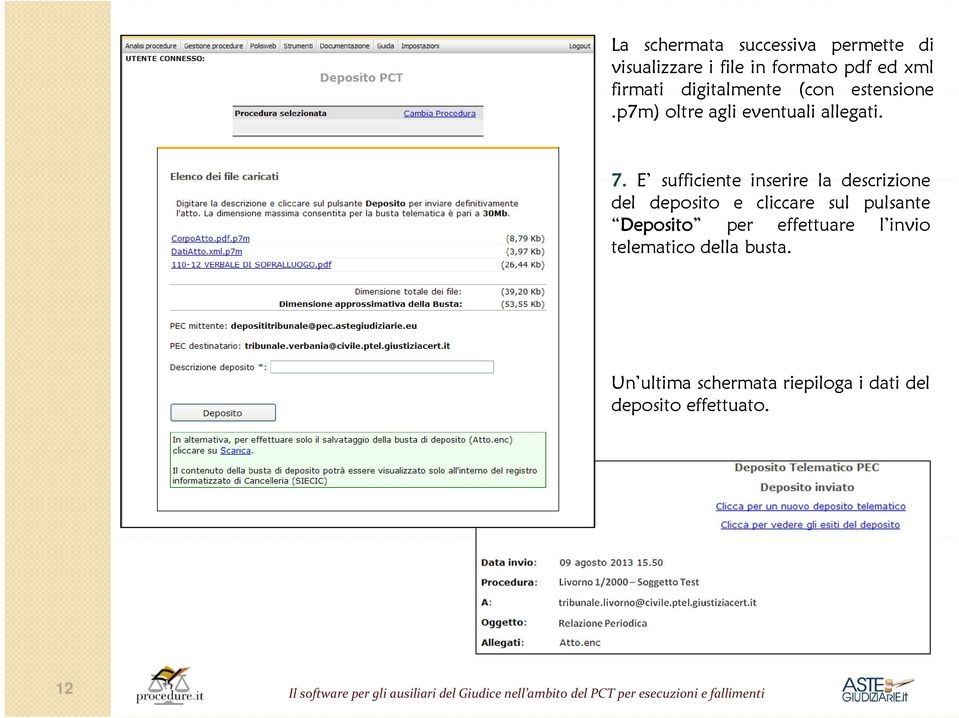 E sufficiente inserire la descrizione del deposito e cliccare sul pulsante Deposito per effettuare l invio