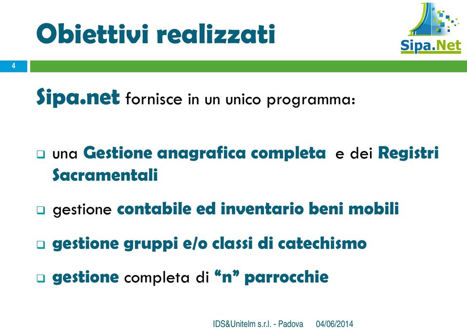 completa e dei Registri Sacramentali gestione contabile ed