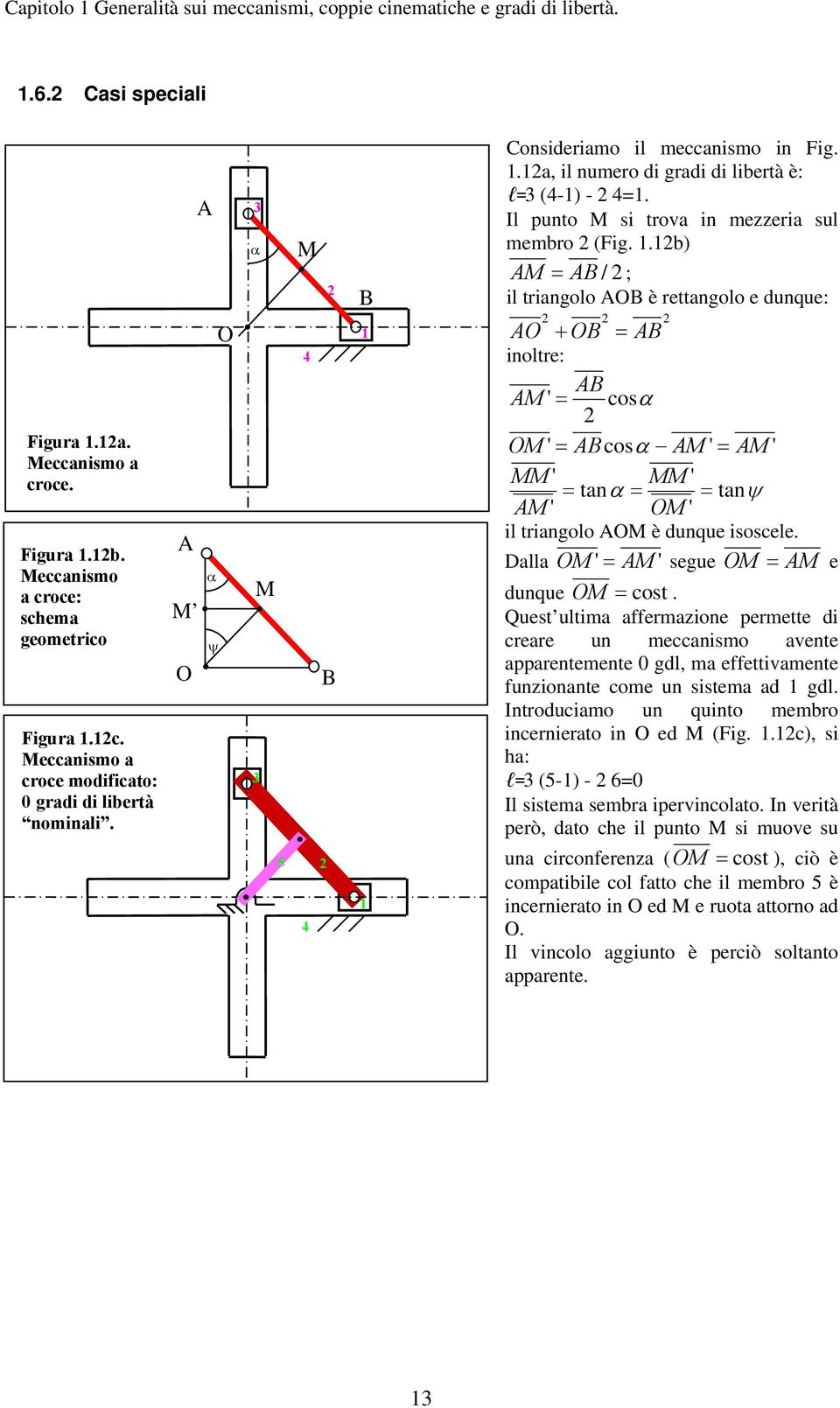 .b) AM = AB / ; il triangolo AOB è rettangolo e dunque: AO + OB = AB inoltre: AB AM ' = cosα OM ' = ABcosα AM ' = AM ' MM ' MM ' = tanα = = tanψ AM ' OM ' il triangolo AOM è dunque isoscele.