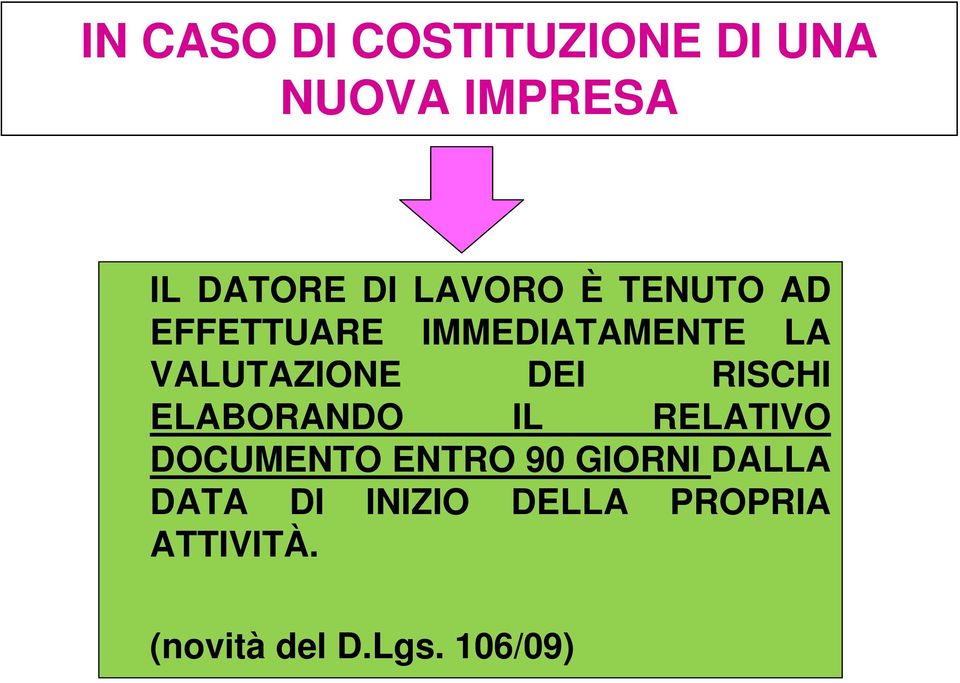 DEI RISCHI ELABORANDO IL RELATIVO DOCUMENTO ENTRO 90 GIORNI