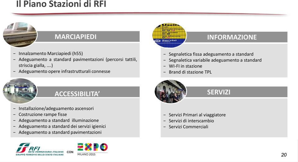 ) Adeguamento opere infrastrutturali connesse Segnaletica fissa adeguamento a standard Segnaletica variabile adeguamento a standard WI-FI in stazione