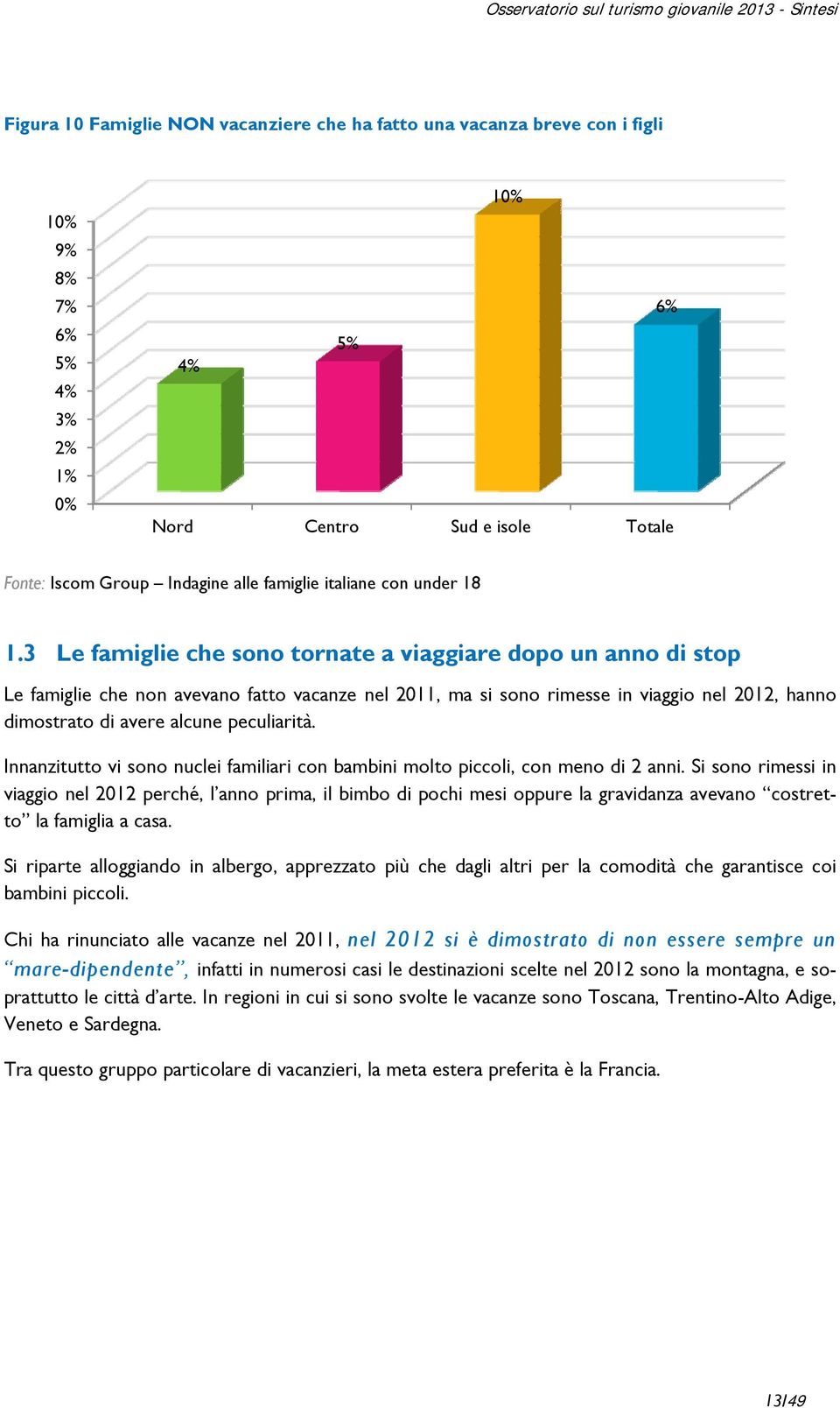 3 Le famiglie che sono tornate a viaggiare dopo un anno di stop Le famiglie che non avevano fatto vacanze nel 2011, ma si sono rimesse in viaggio nel 2012, hanno dimostrato di avere alcune