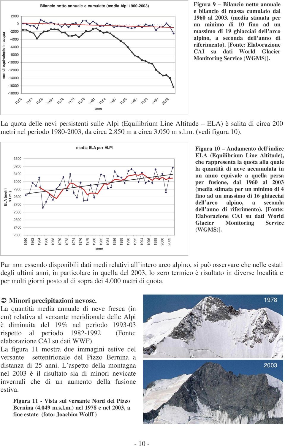 [Fonte: Elaborazione CAI su dati World Glacier Monitoring Service (WGMS)].