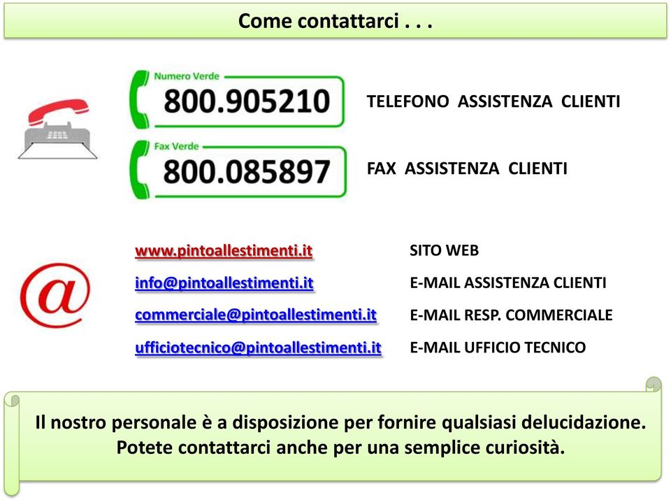 it SITO WEB E-MAIL ASSISTENZA CLIENTI E-MAIL RESP.