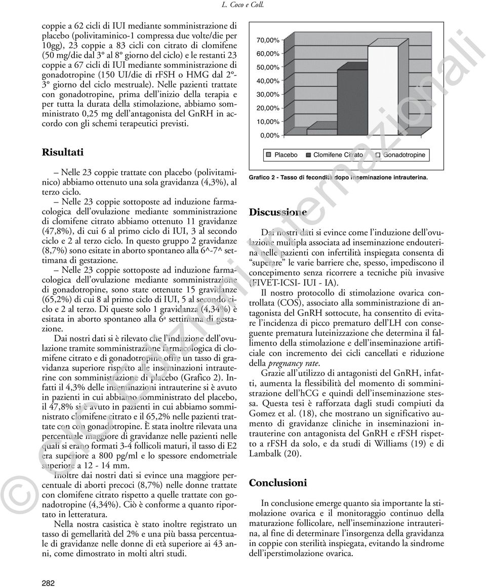 Nelle pazienti trattate con gonadotropine, prima dell inizio della terapia e per tutta la durata della stimolazione, abbiamo somministrato 0,25 mg dell antagonista del GnRH in accordo con gli schemi