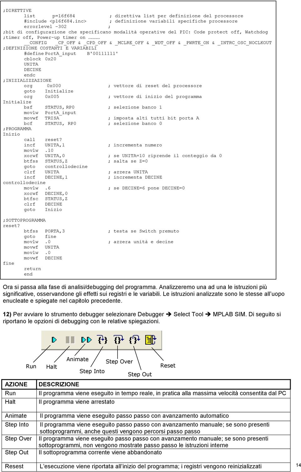 _CP_OFF & _CPD_OFF & _MCLRE_OFF & _WDT_OFF & _PWRTE_ON & _INTRC_OSC_NOCLKOUT ;DEFINIZIONE COSTANTI E VARIABILI #define PortA_input B'00' cblock 0x20 UNITA DECINE endc ;INIZIALIZZAZIONE org 0x000 ;