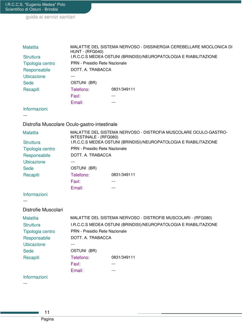 NERVOSO - DISTROFIA MUSCOLARE OCULO-GASTRO- INTESTINALE - (RFG080)