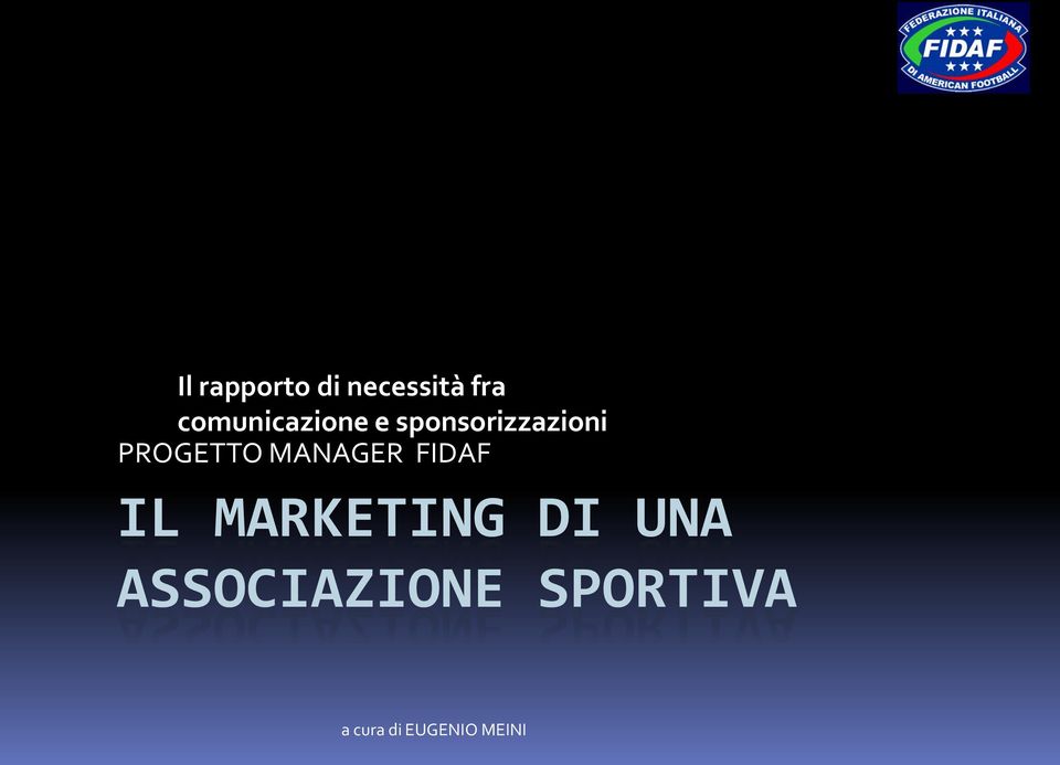 PROGETTO MANAGER FIDAF IL MARKETING