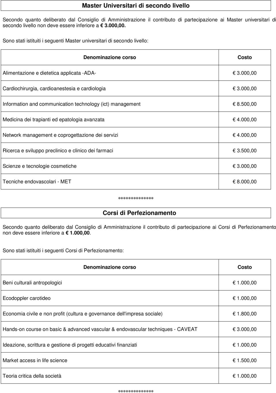 000,00 Information and communication technology (ict) management 8.500,00 Medicina dei trapianti ed epatologia avanzata 4.000,00 Network management e coprogettazione dei servizi 4.