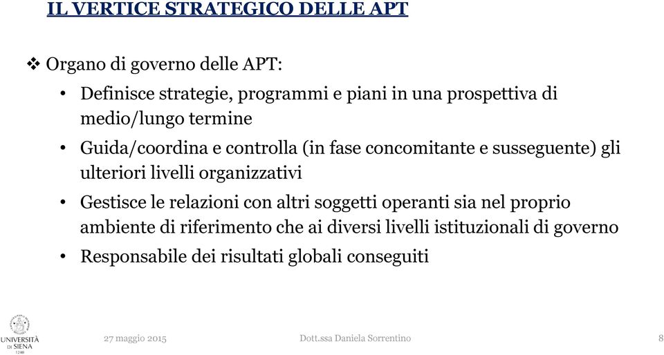 livelli organizzativi Gestisce le relazioni con altri soggetti operanti sia nel proprio ambiente di riferimento che