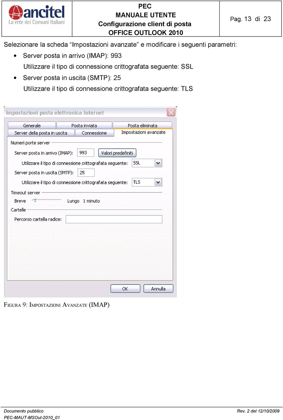 connessione crittografata seguente: SSL Server posta in uscita (SMTP): 25