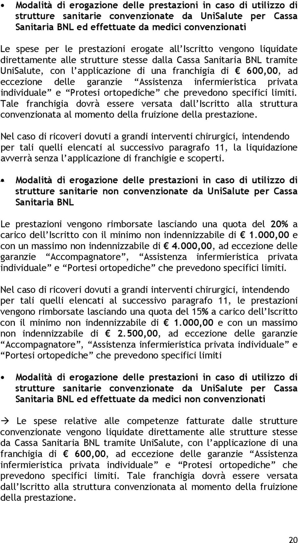 garanzie Assistenza infermieristica privata individuale e Protesi ortopediche che prevedono specifici limiti.